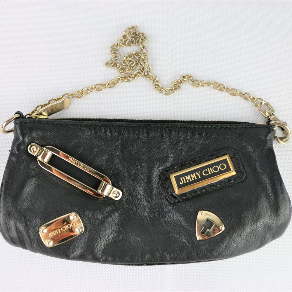 Genuine Jimmi choo Mini Black and Gold Clutch
